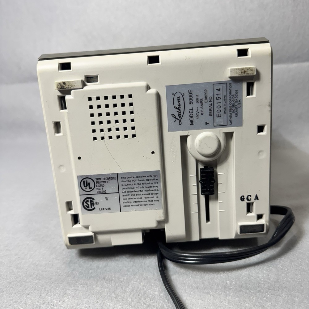 Lathem 5000e Time Clock Powers On Untested * No Key * Used
