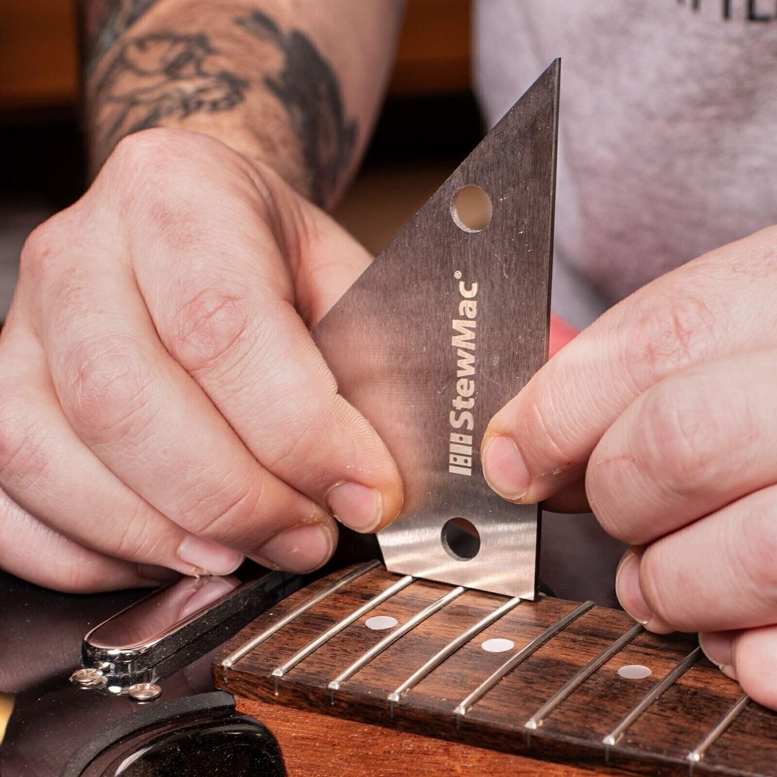 StewMac Precision Fret Tool Trio, Metric – String Action Gauge, Fret Rocker,...