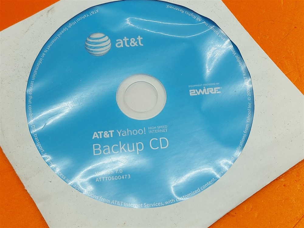 ⭐️⭐️⭐️⭐️⭐️ AT&T Yahoo! 2Wire Backup CD Version 7.0 ATT70600473