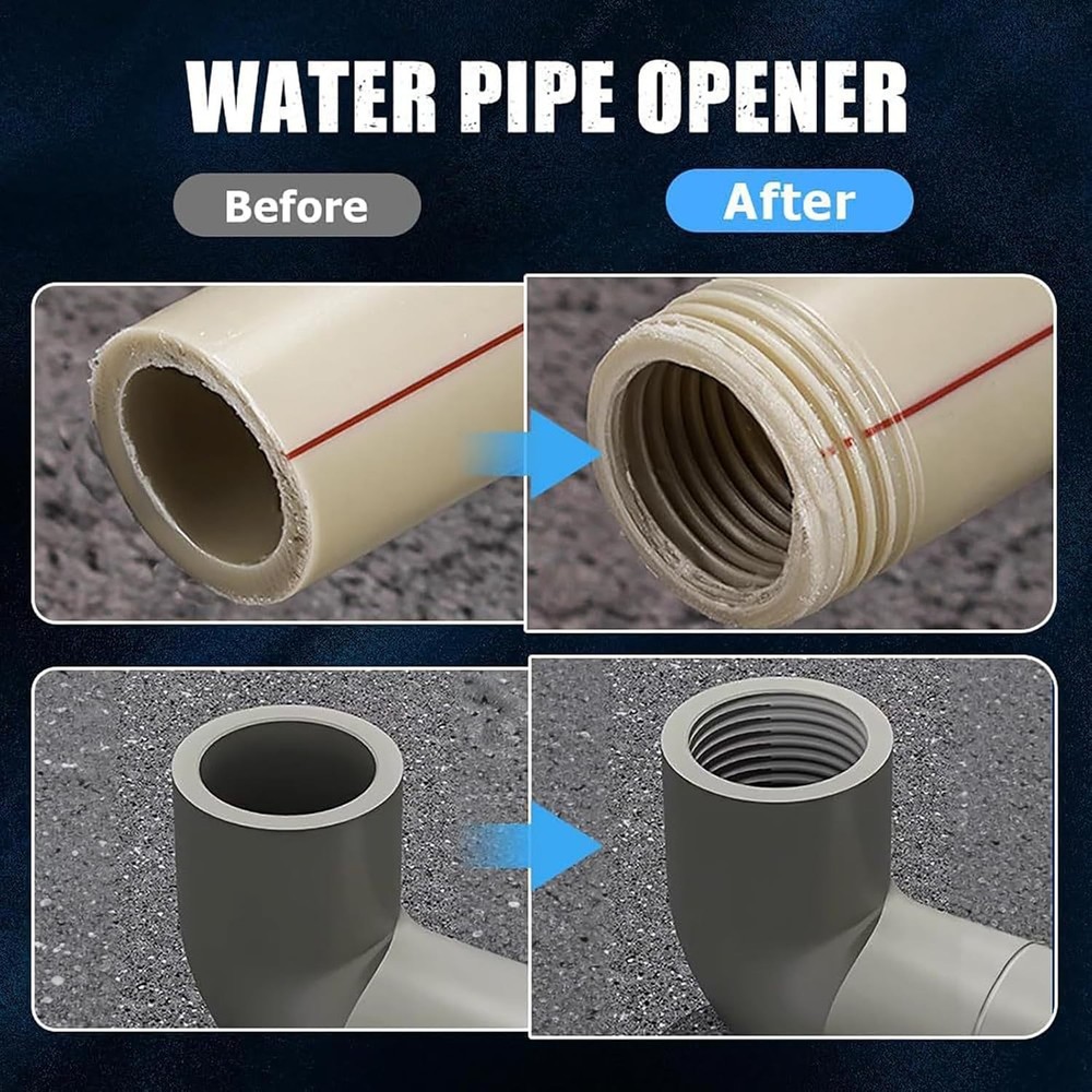 Integrated Internal & External Pipe Threading Tool For 1/2'' + 3/4'' Water Pipe