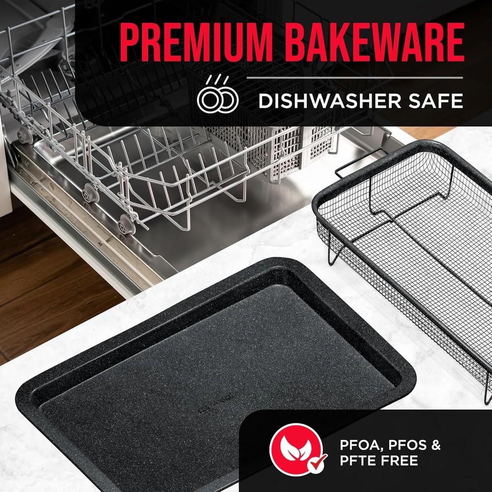 Crisper Tray Gray Marble Coating - 2-Piece Set