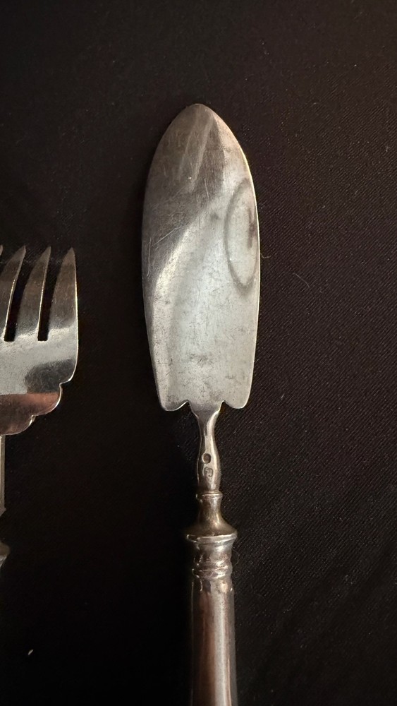 Antique Russian 84 Silver Pastry Server and Fork Set. Solid Silver 875 fine