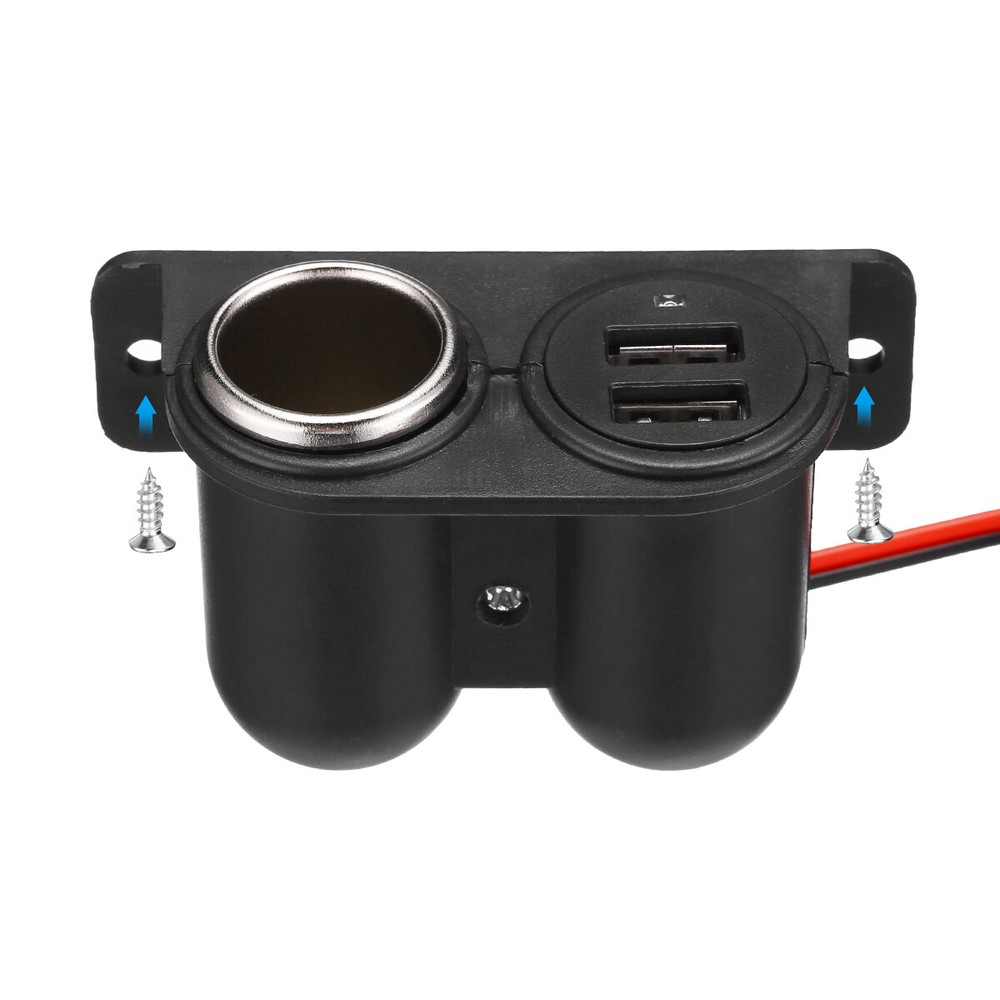 Car Cigarette Lighter Auxiliary Dual USB Power Outlet DC12V Socket Plug Adapter.