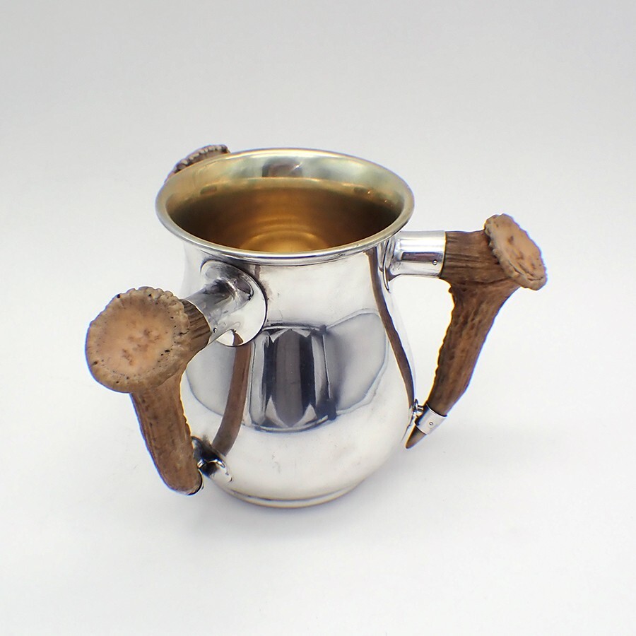 Three Handle Trophy Cup Antlers Sterling Silver Gorham 1910