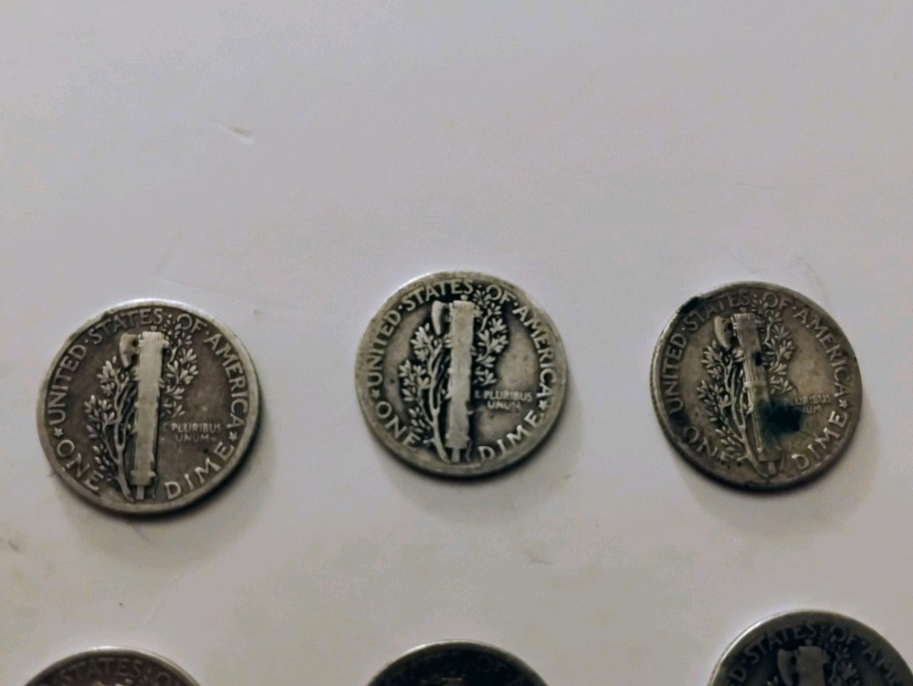 Mercury Silver Dimes 9 Coin Collection. Dates Range From 1923-1945