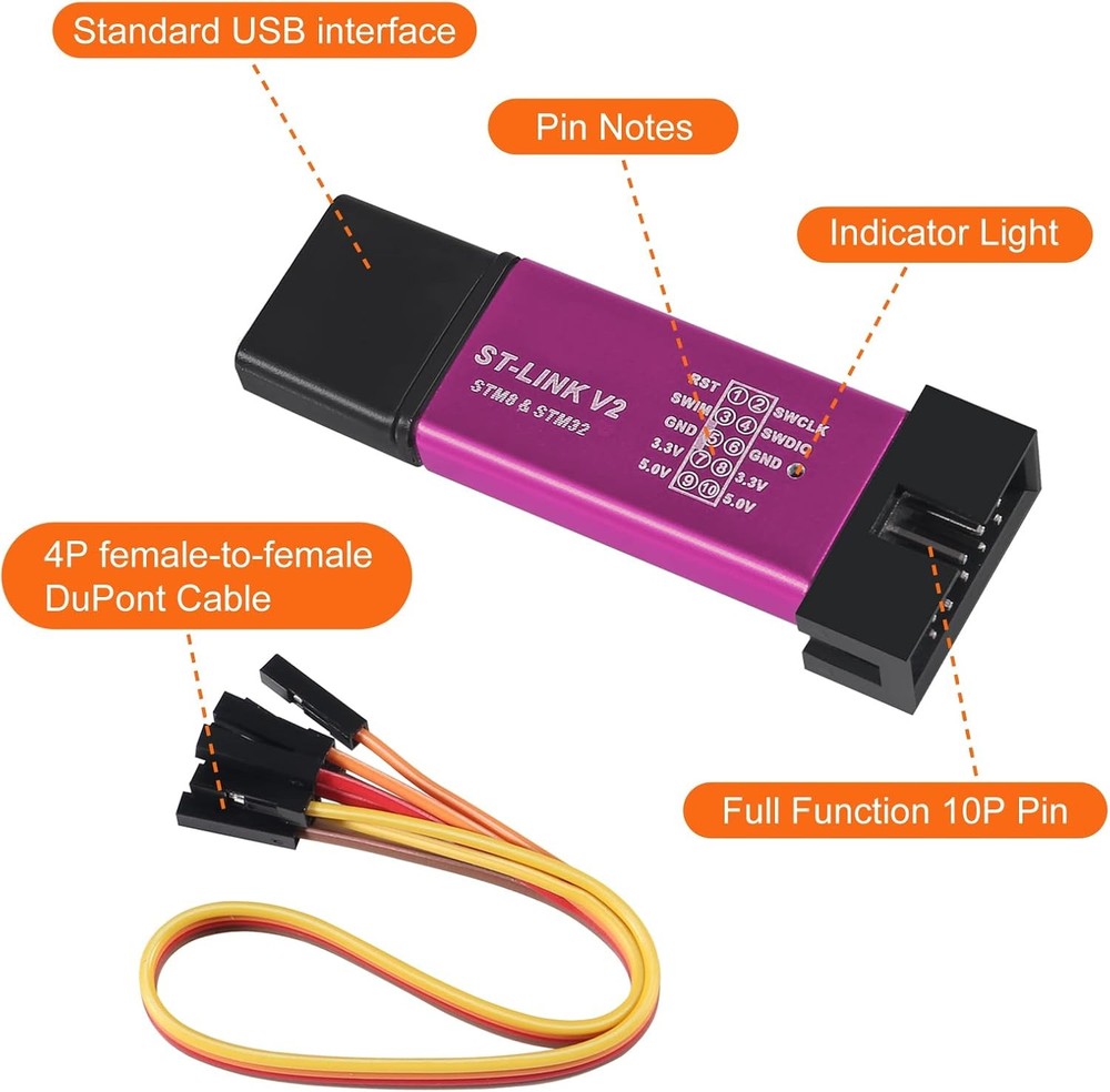 5Pcs ST Link V2 Programming Unit Mini STM8 STM32 Emulator Downloader with...