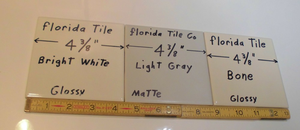 1 pc. *Light Gray* Matte Ceramic Tile 4-3/8" by Florida Tile Co. NOS