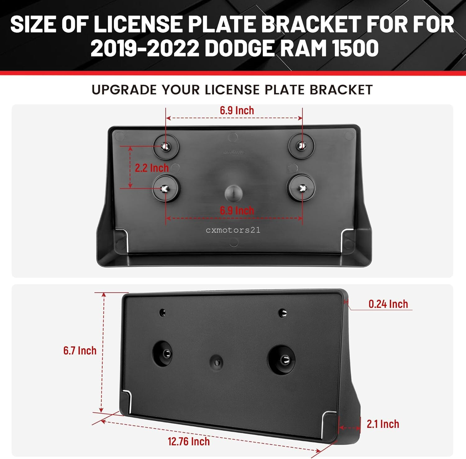 Front License Plate Bracket Screws Kit For 2019-24 DODGE RAM 1500 with DT Bumper