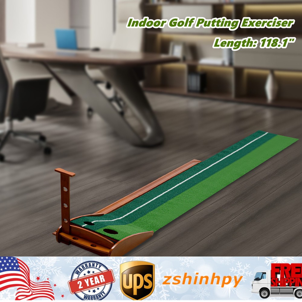 10ft Indoor Golf Putting Exerciser Putting Green W/ Automatic Ball Return System