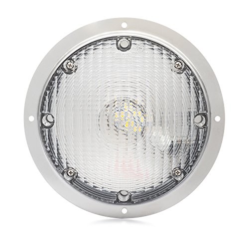 RV Trailer Camper 5th Wheel Round Surface Mount Scare Light, LED Silver