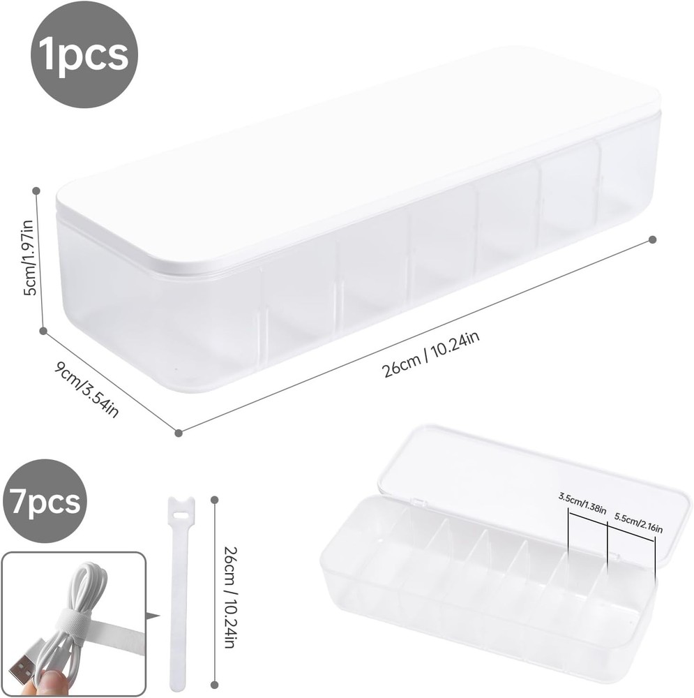 7-Compartment Dustproof Cable Organizer - Perfect for All Your Needs