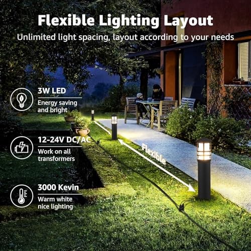 All-in-One LED Landscape Lighting Kit, 8-Pack Low Voltage Pathway Lights with