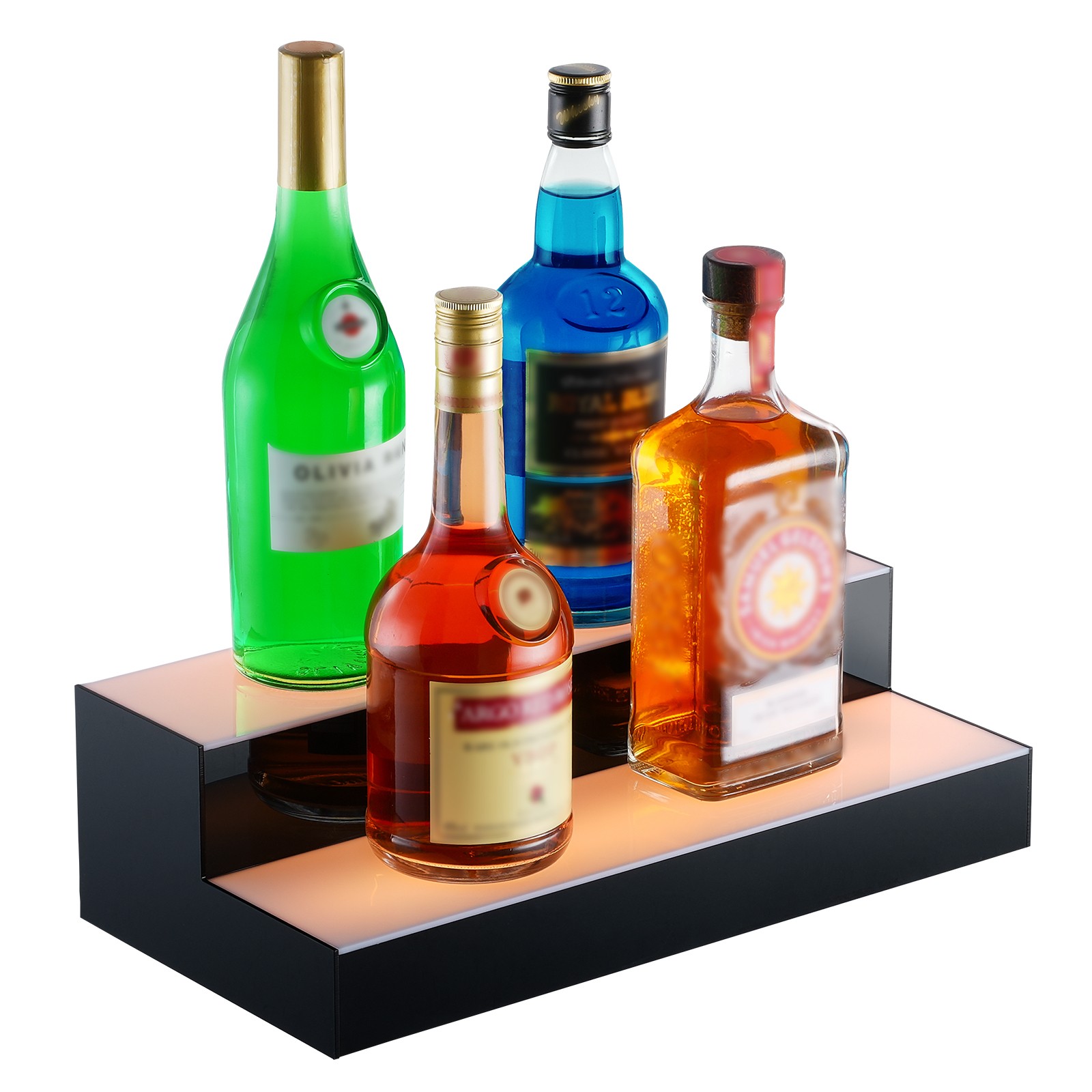 VEVOR LED Lighted Liquor Bottle Display Bar Shelf RF & App Control 16" 2-Step