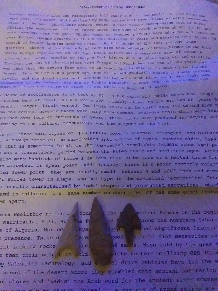 3 mixed Sahara Neolithic projectile points/tools Range from 4000 to 9000 yrs old