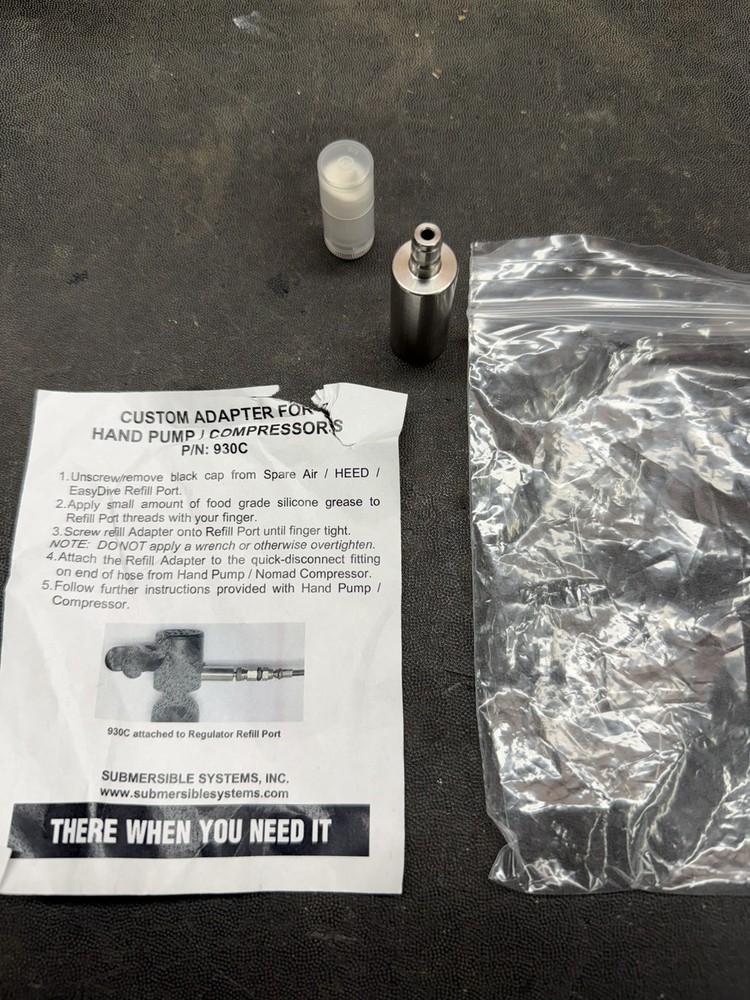 *930C Hand Pump/Air Comp Refill Adapter/Spare Air/Heed/Easy Dive mini scuba tank