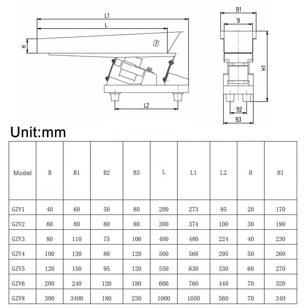 GZV-5 Small Electromagnetic Vibrating Feeder with Controller 110V 4T/h