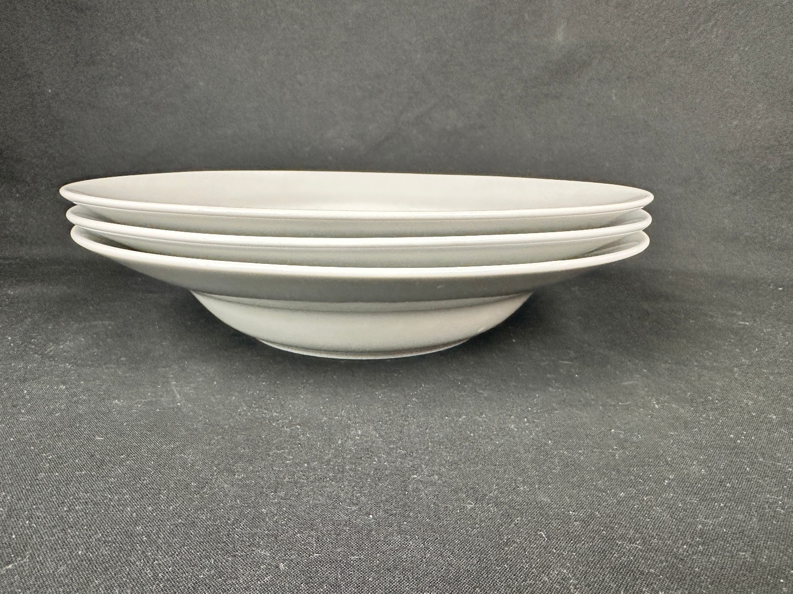 THREE Large Rim Soup Pasta Bowls Wedgwood Emeril SUPER WHITE Micaceous 10 1/4"