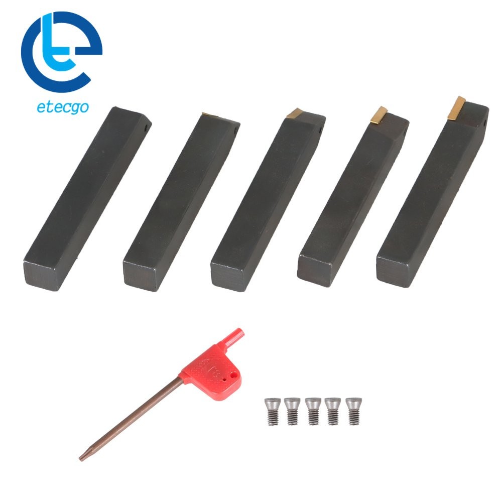 Carbide Indexable Turning Tool Bit With Carbide Inserts 5 PACK 3/8"