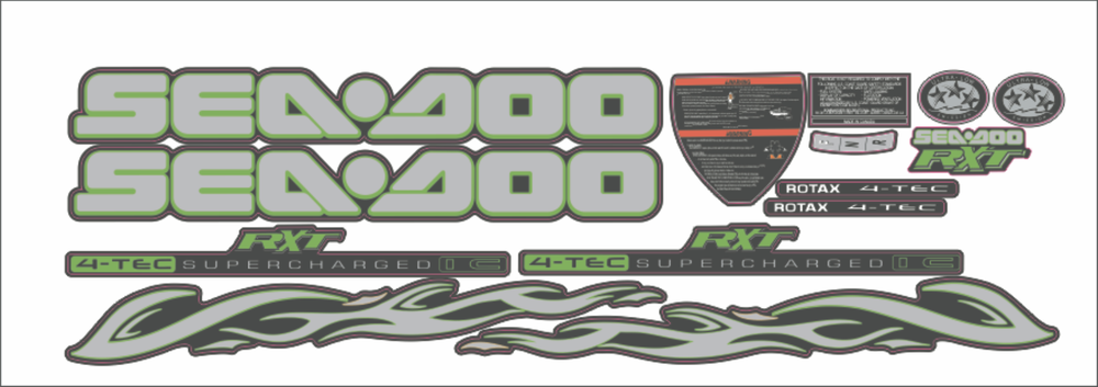 SEADOO RXT 215 2006 Graphics / Decal / Sticker Kit GREEN & GREY