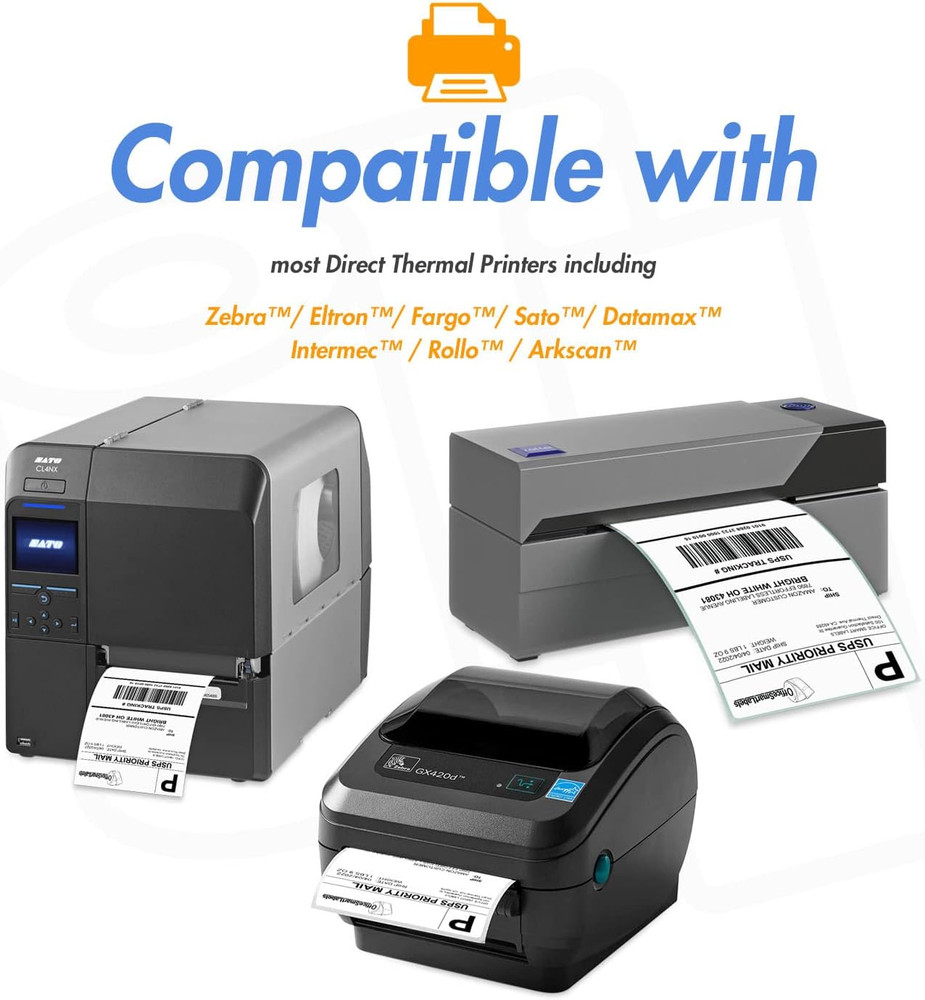 – 4" X 6" Direct Thermal Labels - Compatible with Zebra & Rollo Desktop Printers