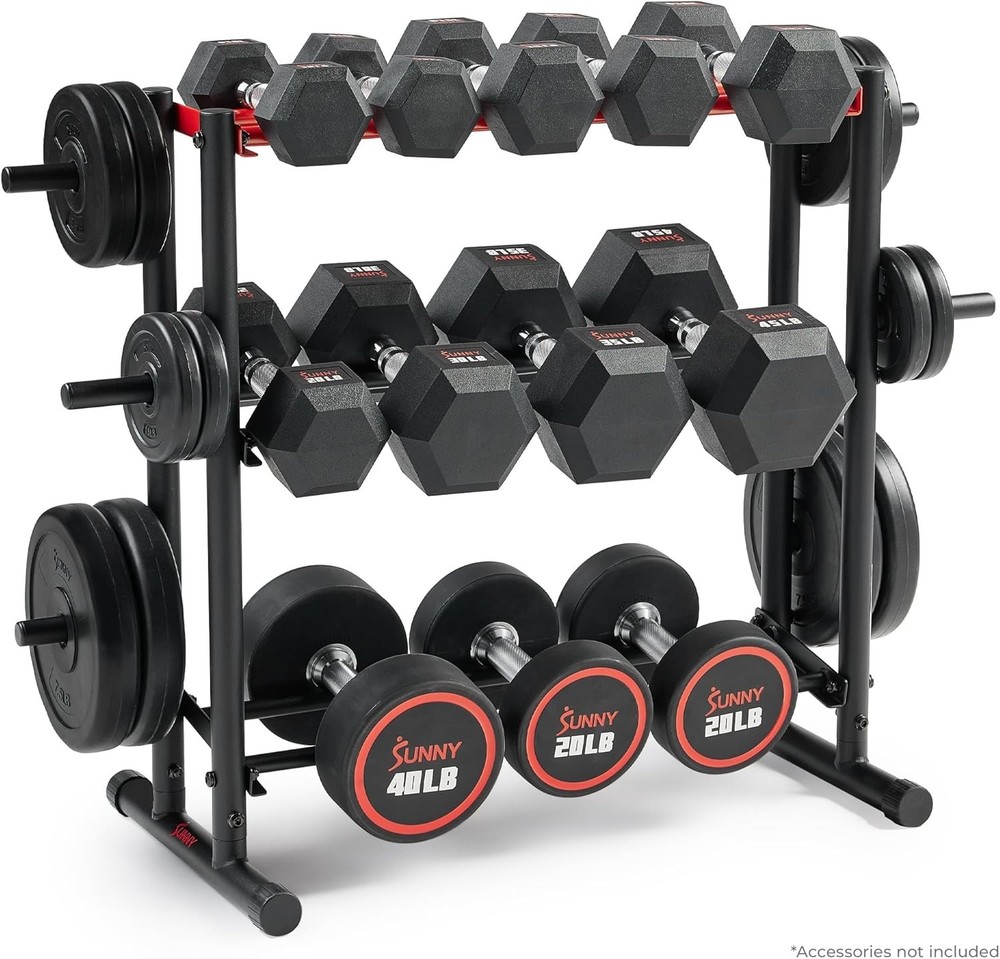 Efficient 3-Tier Weight Rack for Strength Training Equipment Organization