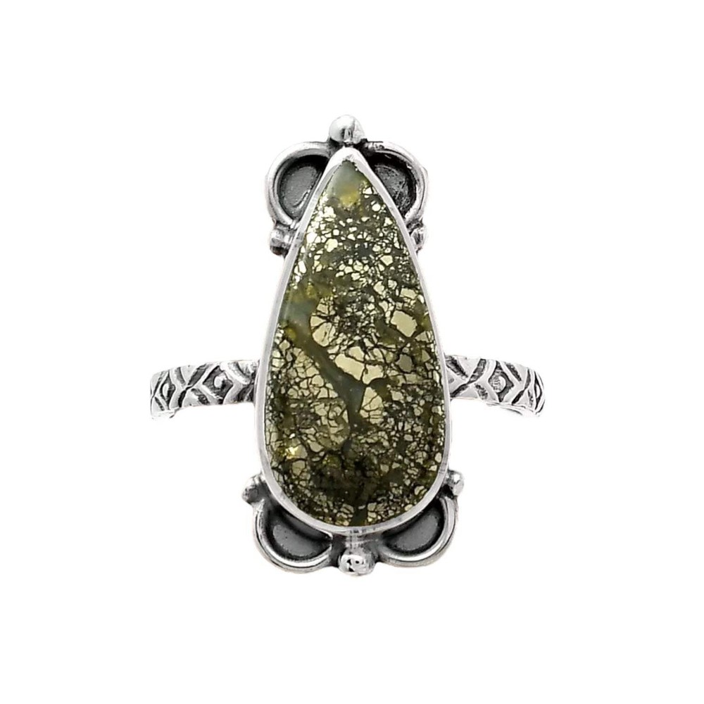 Pyrite Solid 925 Sterling Silver Ring 8.5