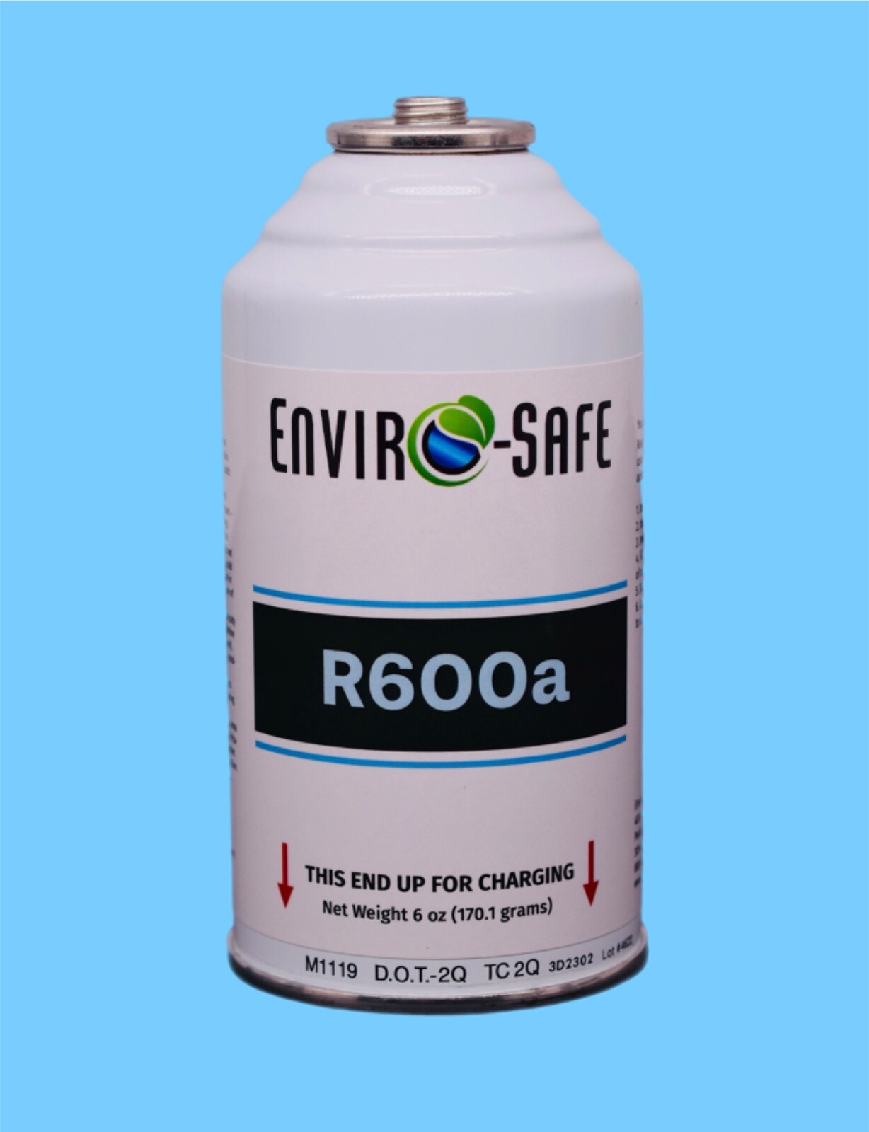 Enviro-Safe R600a Refrigerant | Inverted Piercing | 6 oz | 3 Cans + Brass Gauge