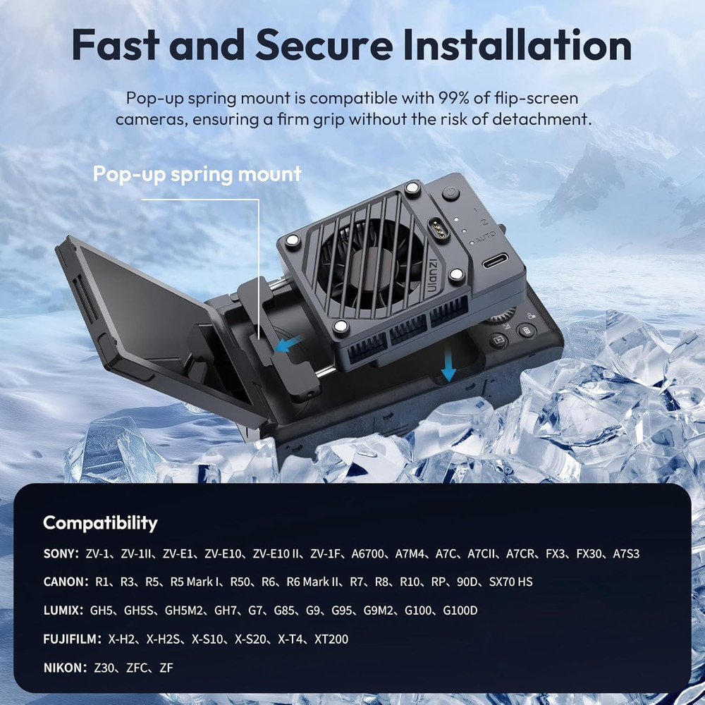 CU01 Camera Cooling Kit for DSLR & Mirrorless with Rechargeable Battery