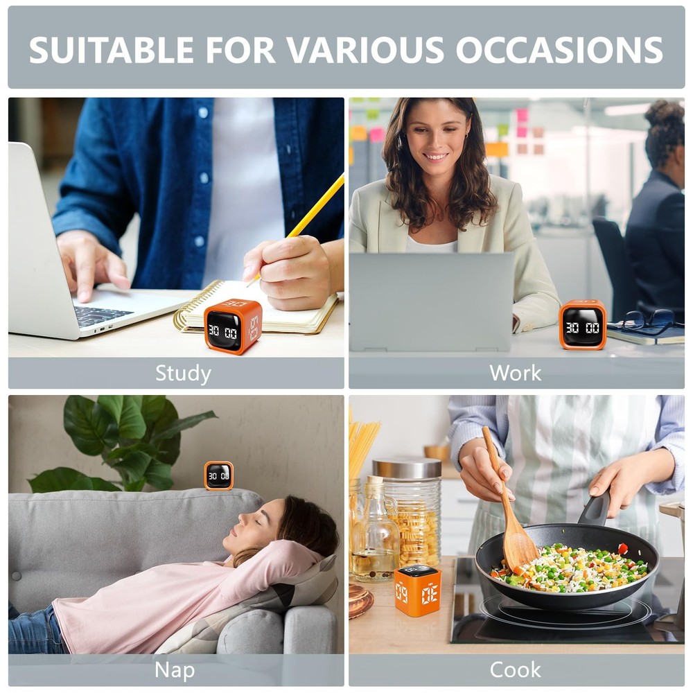 Multi-Function Cube Timer, 5/10/30/60 Min & Custom Count Down, Pause & Resume...