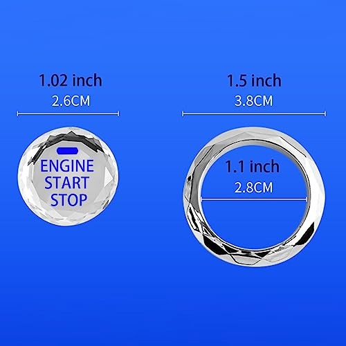 Car Engine Ignition Start/Stop Button Cover,Car Ignition Button Decorative Blue