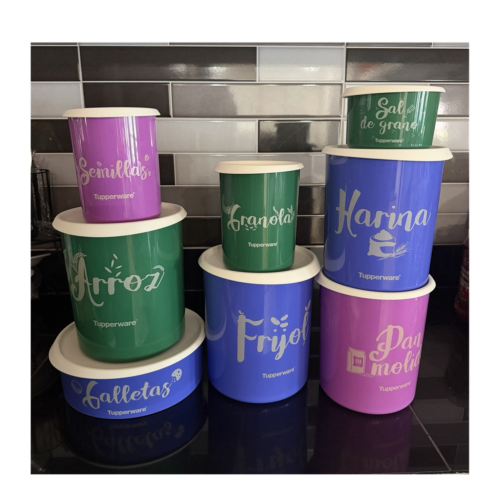 Tupperware 8 Piece Multicolor Kitchen Canister Set Green