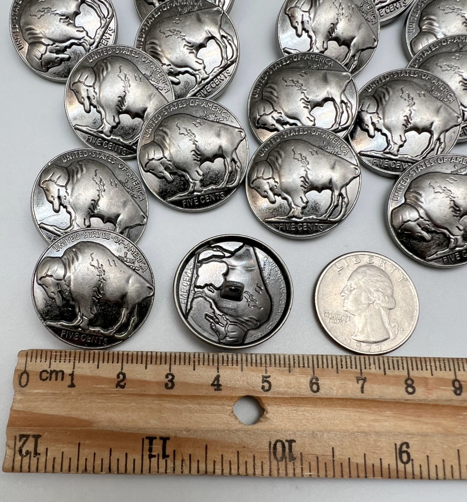 10PC Gunmetal Buffalo Rustic Metal Buttons Shank Buttons 1" 26mm