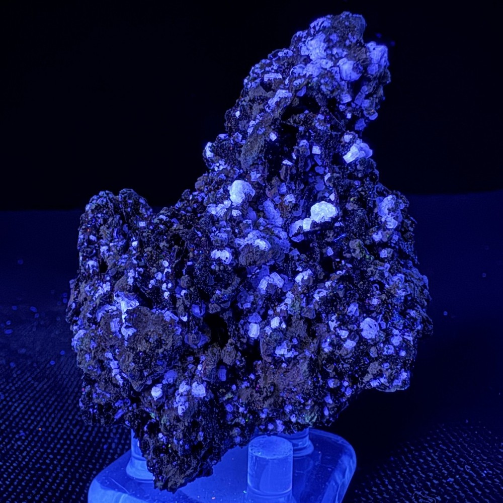 Nicely-Fluorescent Fluorapatite Crystals on Pyrite: Huanzala Mine,  Peru