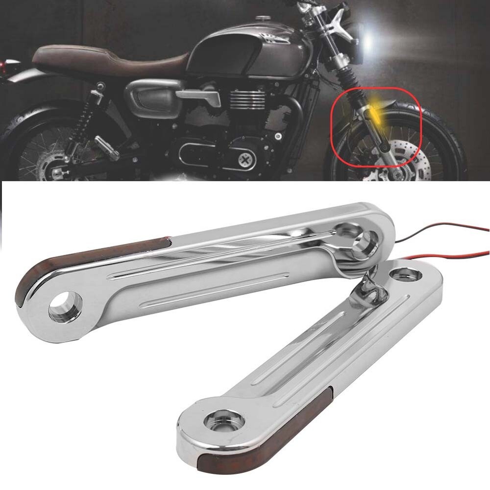 Chrome Front LED Flush Fork Turn Signal Bracket For Harley Electra Street Glide