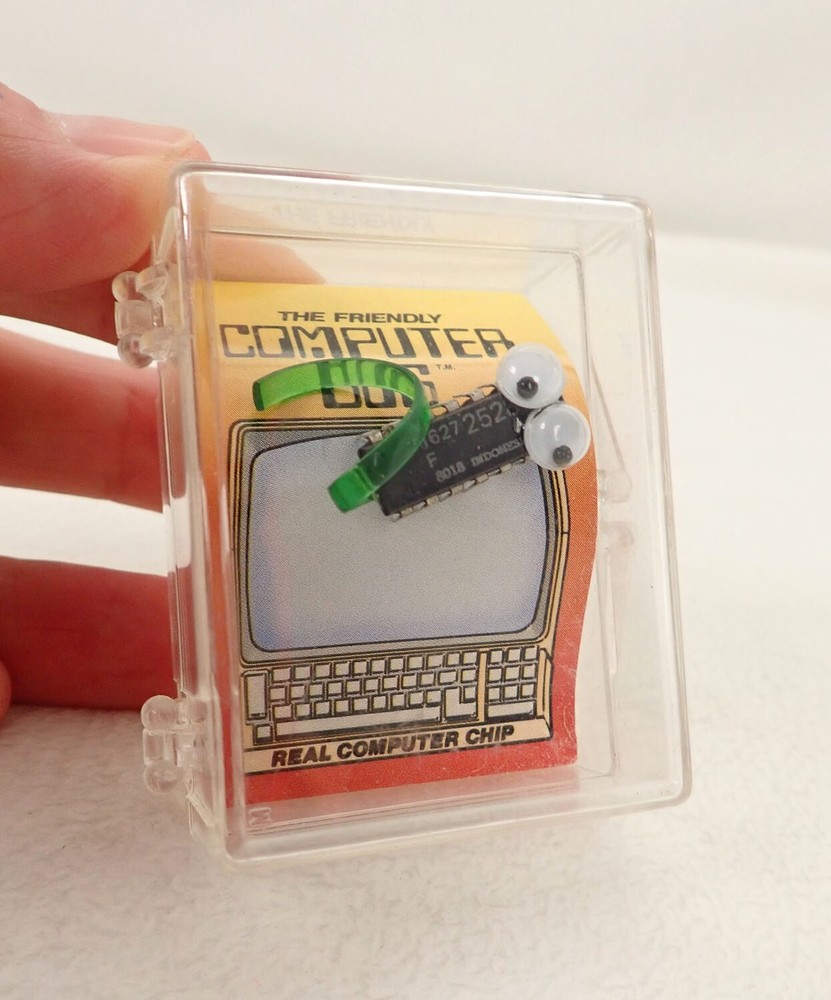 Vintage 1980’s The Friendly Computer Bug Computer Chip-Green