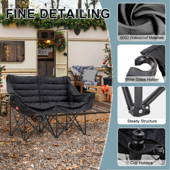 NAIZEA Oversized Fold Up Double Camping Chair 2 Person Camping Chair Loveseat