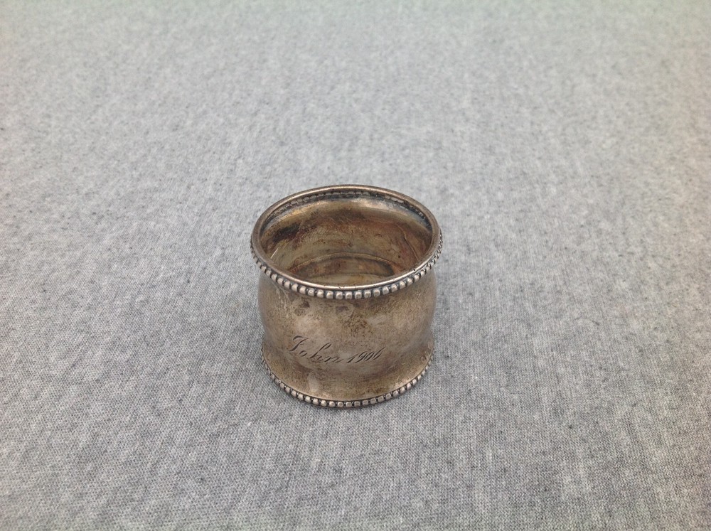 Hallmarked Sterling Silver Napkin Holder "John 1906"