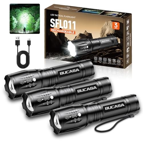 Rechargeable Flashlights High Lumens, Brighter Small Flashlight Powerful 3 Pack