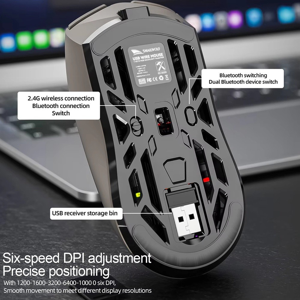 RS8 Bluetooth Mouse, 10000dpi, Three-Mode Connection, Macro3420