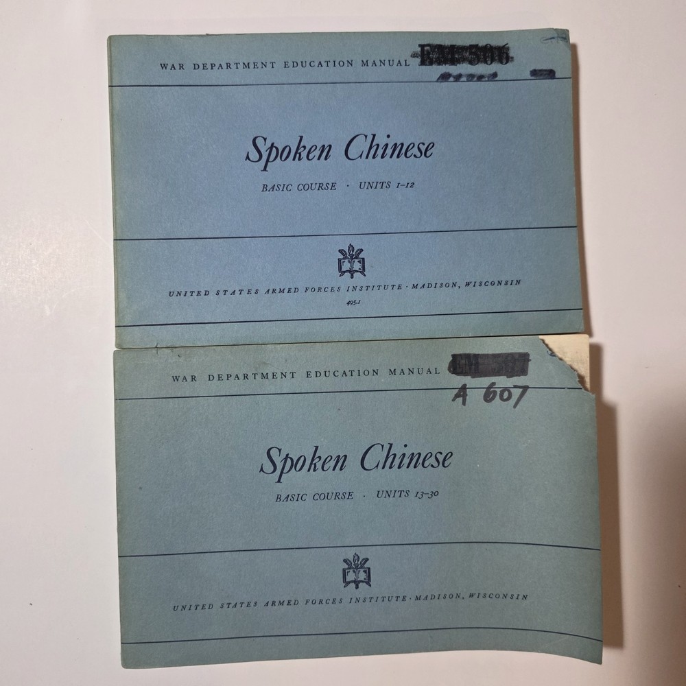 Spoken Chinese Basic Course Book, War Dept Manual 1944