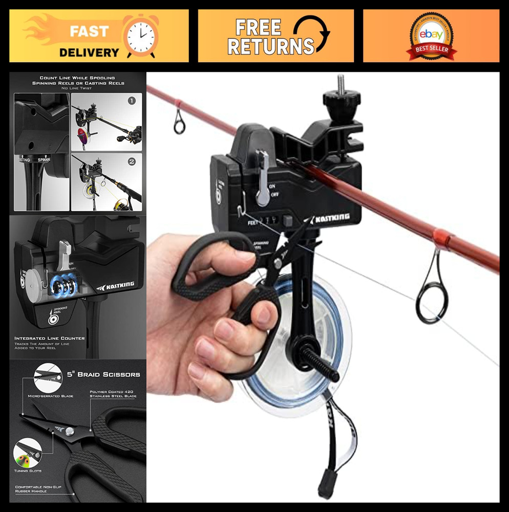 Fishing Line Spooler with Line Counter & Braid Scissors - Portable, Compact Tool