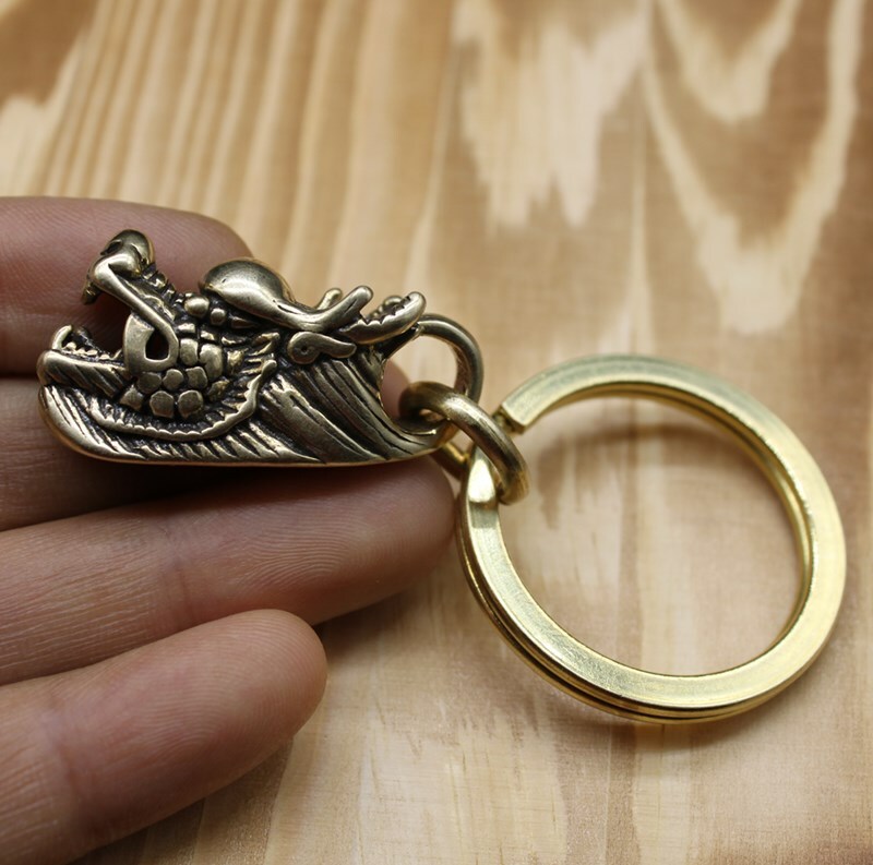 1 Pc Solid Brass Dragon Keychain Keyring Brass Keychain Pendant Keychain Gift~