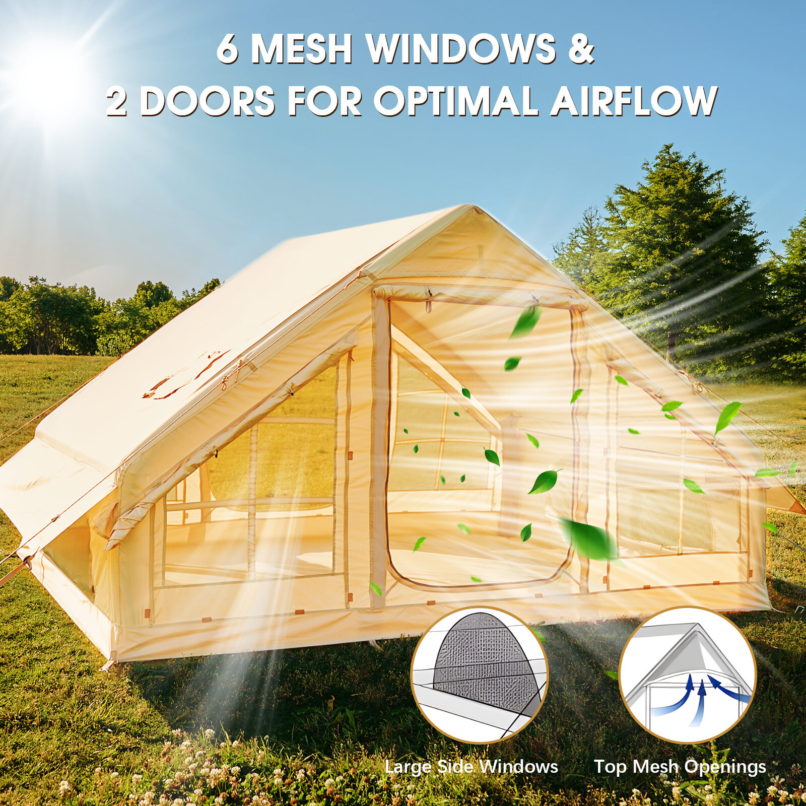 NAIZEA Inflatable Tents for Camping, Blow Up Tent & Hand Pump Stove Jack 6Person