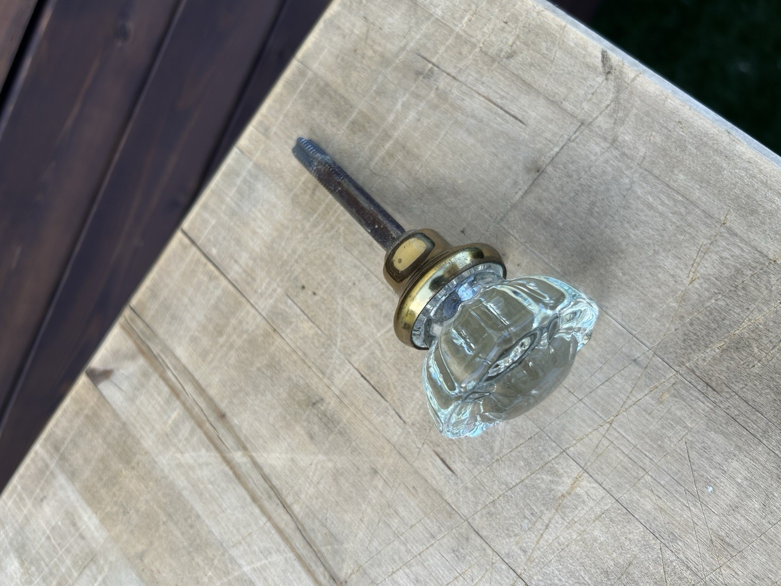 Vintage Brass Glass Door Knob w/bonus similar Matching Knob