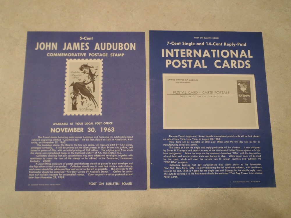 Vintage Postage Stamp Bulletin Poster Lot 1960s Post Office Air Mail 1962 1963