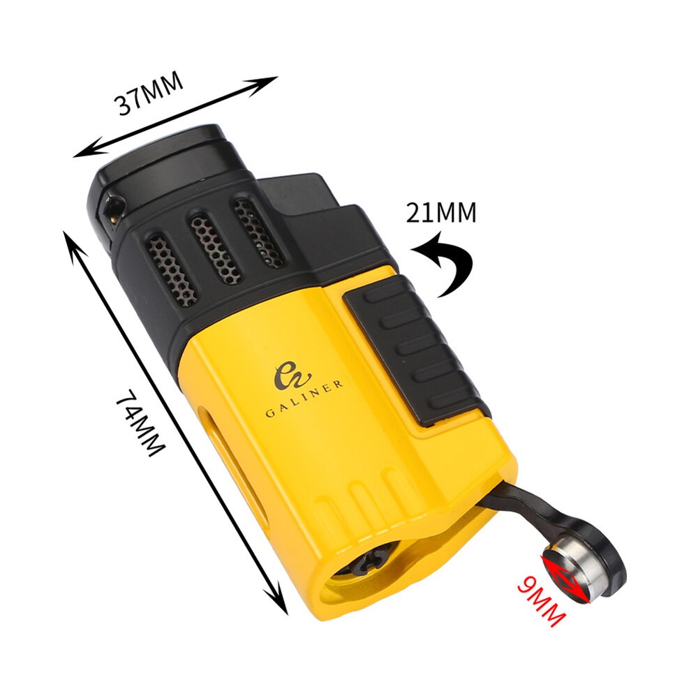 Galiner 4 Flame Torch Cigar Lighter With Punch Windproof Refillable Butane Gas
