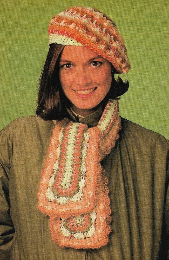 ROMANTIC DUO SCARF & HAT WOMEN'S DIGEST SIZE CROCHET PATTERN INSTRUCTIONS