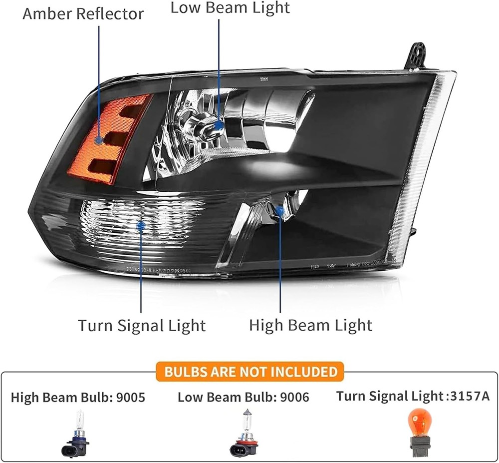 Headlights Assembly Compatible with 2009-2018 Dodge Ram 1500,2010-2018 Ram 2500