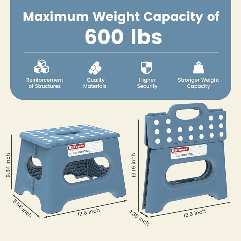 Durable Folding Step Stool W/ Non-Slip Surface Ergonomic Handle Safety Design US