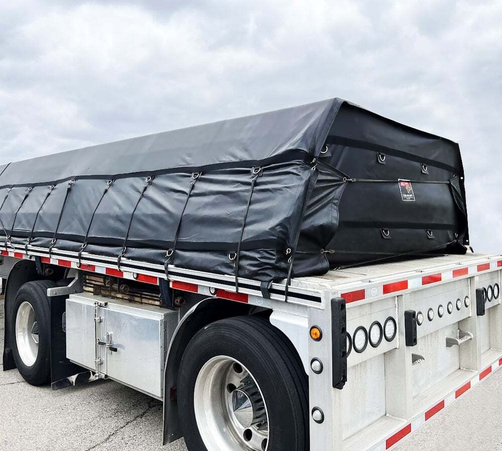 Black Superlight 14oz Flatbed Trailer Lumber Tarp 24x27 (8' Drop)